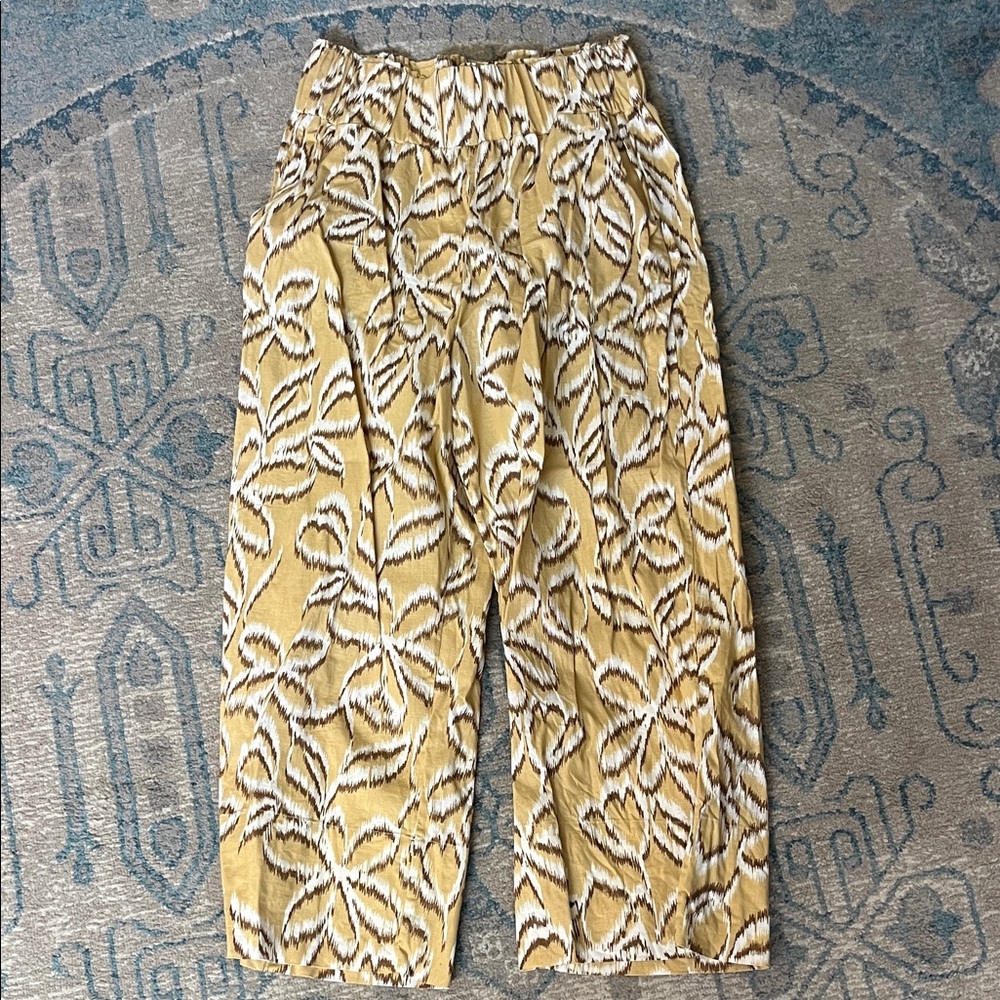 Kourt Cotton Yellow Patterned Pants